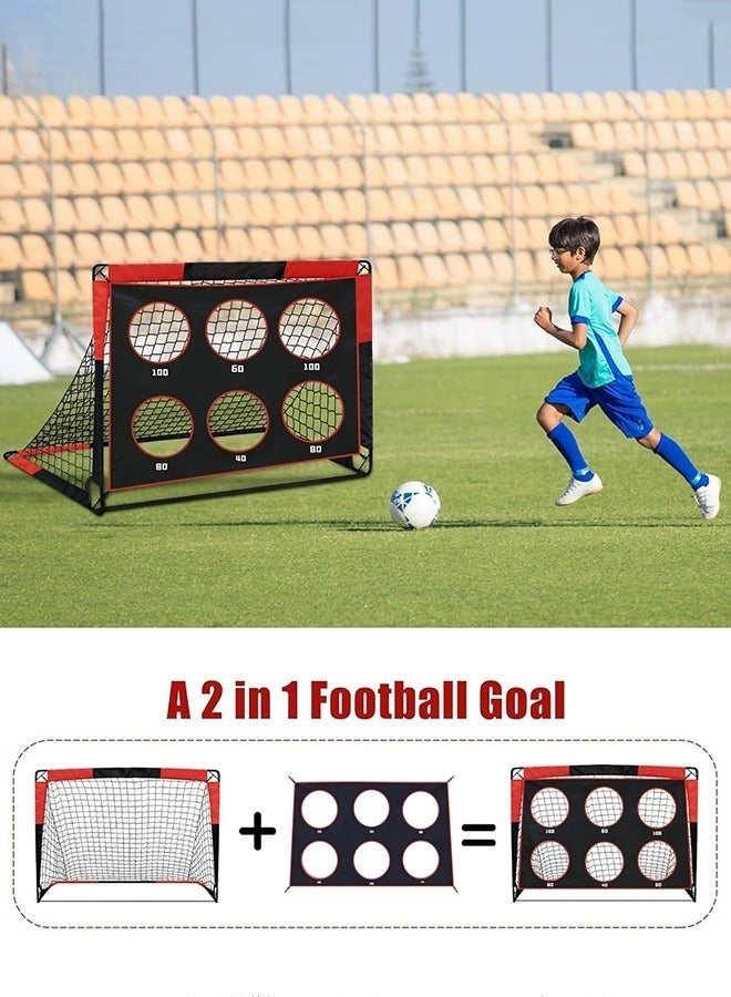 Arabest Football Goal Pop Up Football Net 2 In 1 Kids Football Goal for the Garden Portable Football Goal Indoor Outdoor Foldable Football Training with Target Goal Net - Image 3